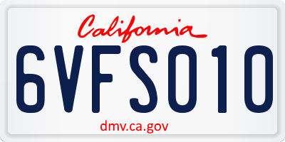 CA license plate 6VFS010