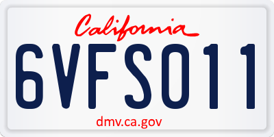 CA license plate 6VFS011