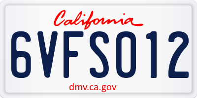 CA license plate 6VFS012