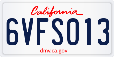 CA license plate 6VFS013