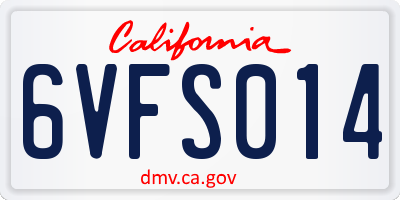 CA license plate 6VFS014