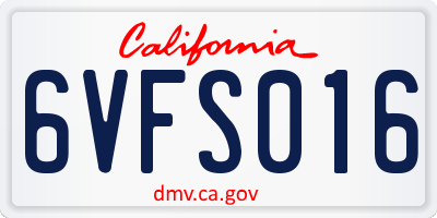 CA license plate 6VFS016