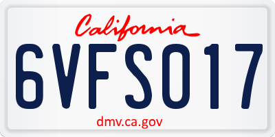 CA license plate 6VFS017