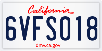 CA license plate 6VFS018