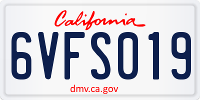 CA license plate 6VFS019