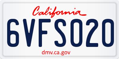 CA license plate 6VFS020