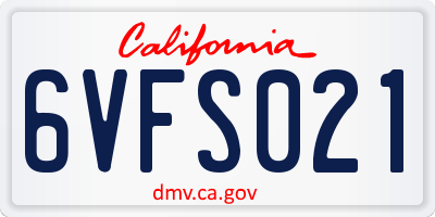 CA license plate 6VFS021