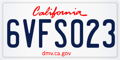 CA license plate 6VFS023