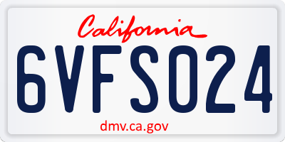 CA license plate 6VFS024