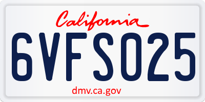 CA license plate 6VFS025