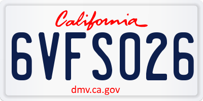 CA license plate 6VFS026