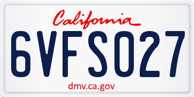 CA license plate 6VFS027