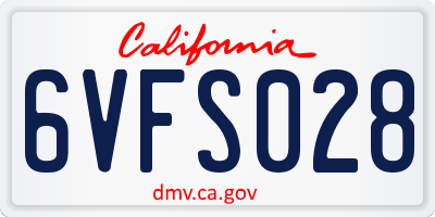 CA license plate 6VFS028