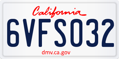 CA license plate 6VFS032