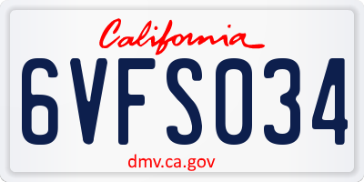 CA license plate 6VFS034