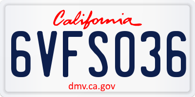 CA license plate 6VFS036