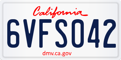 CA license plate 6VFS042