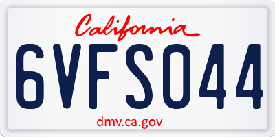 CA license plate 6VFS044