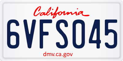 CA license plate 6VFS045
