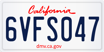 CA license plate 6VFS047