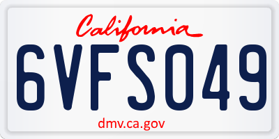 CA license plate 6VFS049
