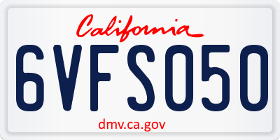 CA license plate 6VFS050