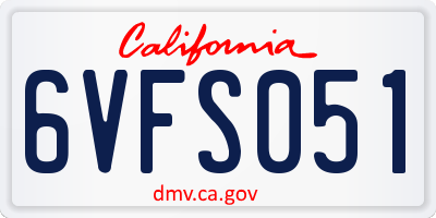 CA license plate 6VFS051
