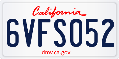 CA license plate 6VFS052