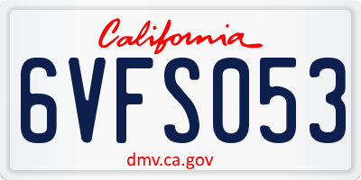 CA license plate 6VFS053