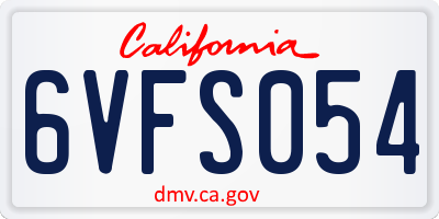 CA license plate 6VFS054