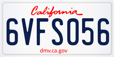 CA license plate 6VFS056