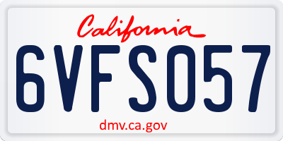 CA license plate 6VFS057