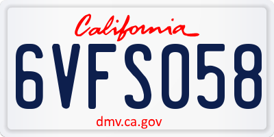 CA license plate 6VFS058