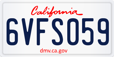 CA license plate 6VFS059