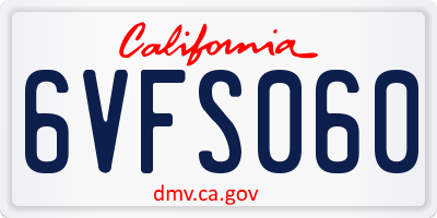 CA license plate 6VFS060