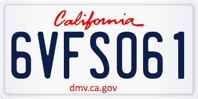 CA license plate 6VFS061