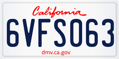 CA license plate 6VFS063