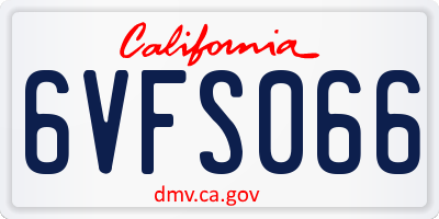 CA license plate 6VFS066