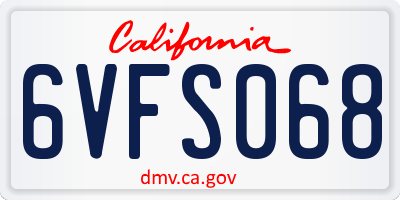 CA license plate 6VFS068