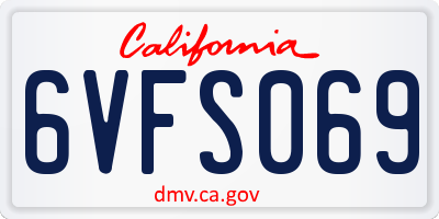 CA license plate 6VFS069