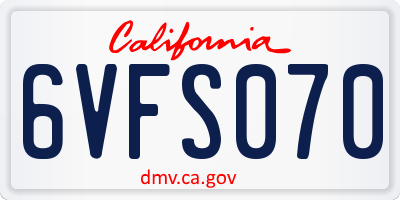 CA license plate 6VFS070