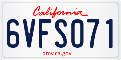 CA license plate 6VFS071