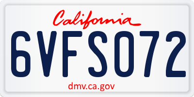 CA license plate 6VFS072