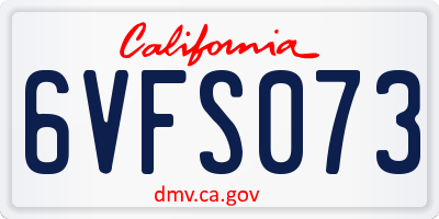 CA license plate 6VFS073