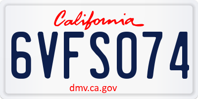 CA license plate 6VFS074