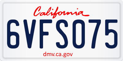 CA license plate 6VFS075