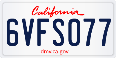 CA license plate 6VFS077