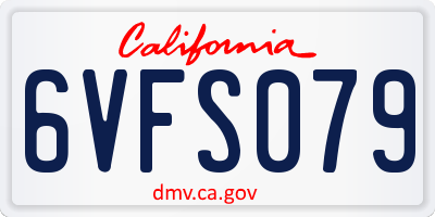 CA license plate 6VFS079