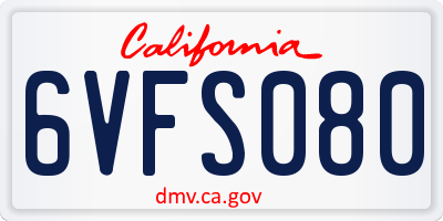 CA license plate 6VFS080