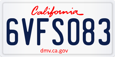 CA license plate 6VFS083